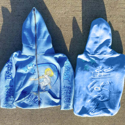Fashion street style personality zipper hoodie-Coordom