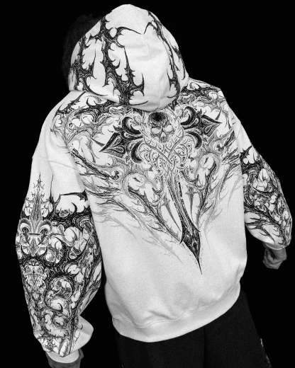 Heavenly Knight Oversized Zip-up Hoodie [DIVINE WHITE]-Coordom