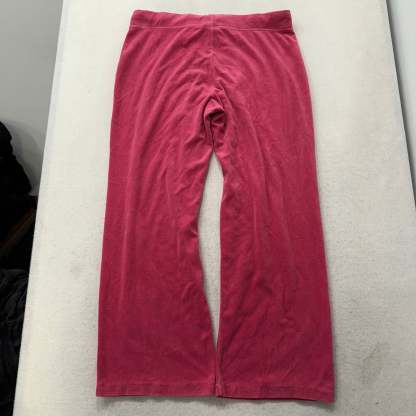 Vintage Juicy Couture Women's Rose Pink Velour Flared Wide Leg Track Pant Size L-Coordom