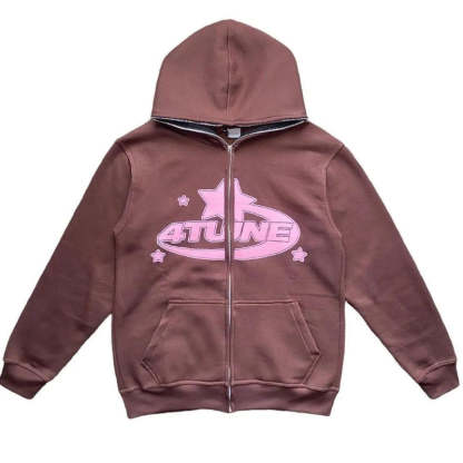 Star Hoodie Retro Zip Up-Coordom