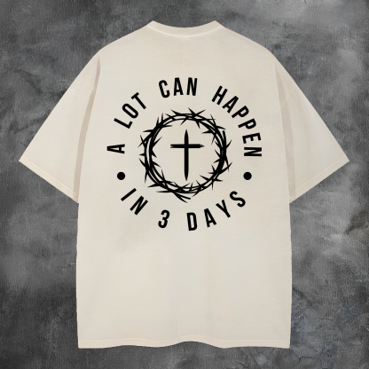 A Lot Can Happen In 3 Days Printed Men's Washed Tee-Coordom