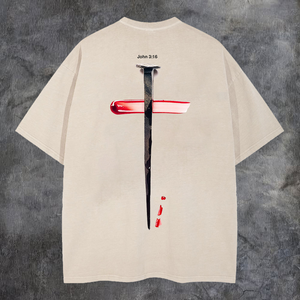 John 3:16 Washed T-shirt-Coordom