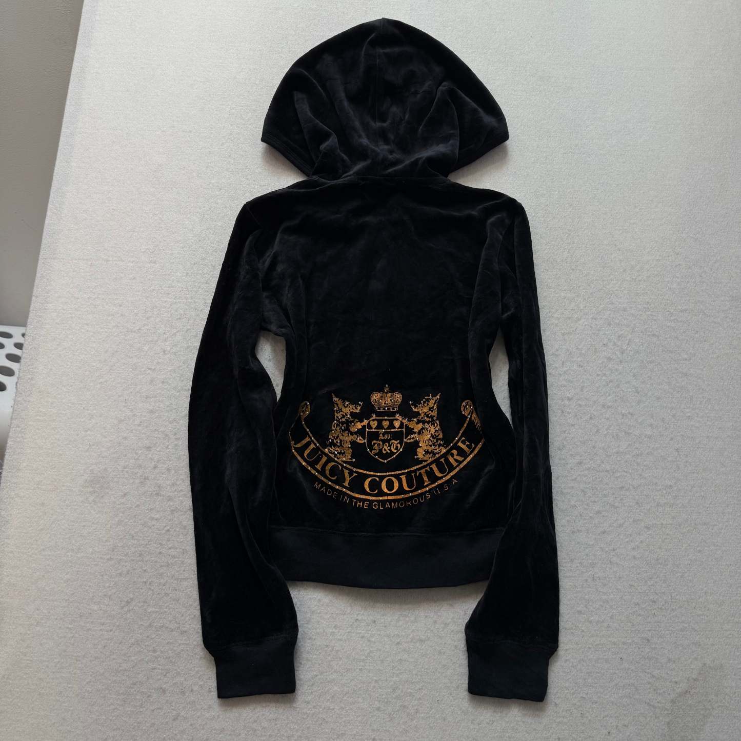 Juicy Couture Women's Black Tracksuit Set Zip Up Hoodie & Flared Pant Y2k Size S-Coordom