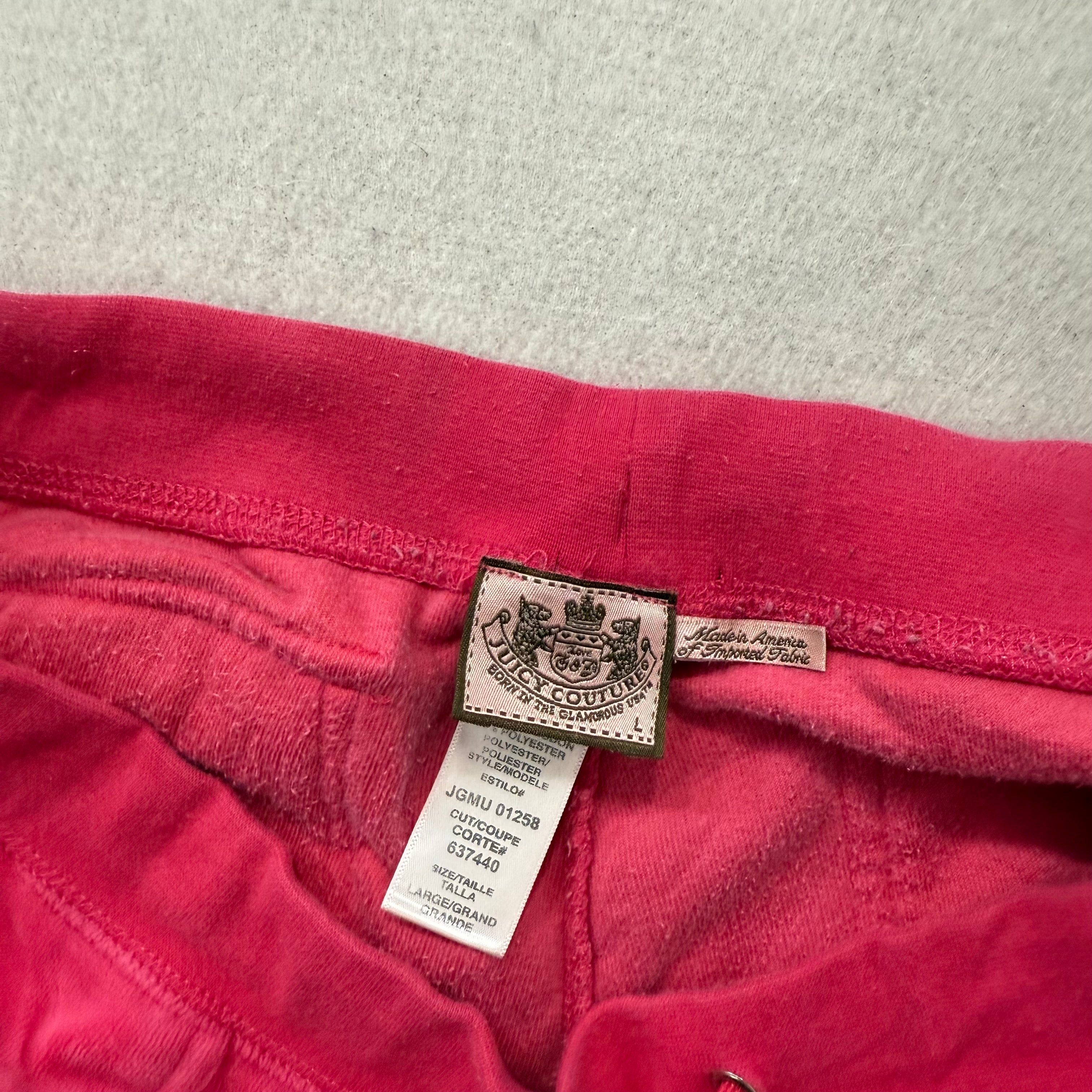 Vintage Juicy Couture Women Hot Pink Velour Flared Track Pant Flap Pocket Size L-Coordom