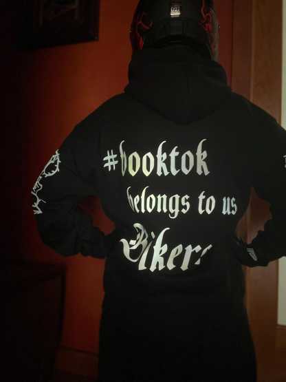 Booktok Biker Hoodie, Reflective Design, Crafted in USA-Coordom