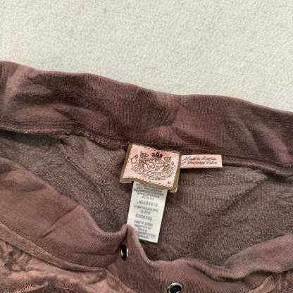 Juicy Couture Women's Brown Velour Flared Wide Leg Track Pant Loungewear Size M-Coordom