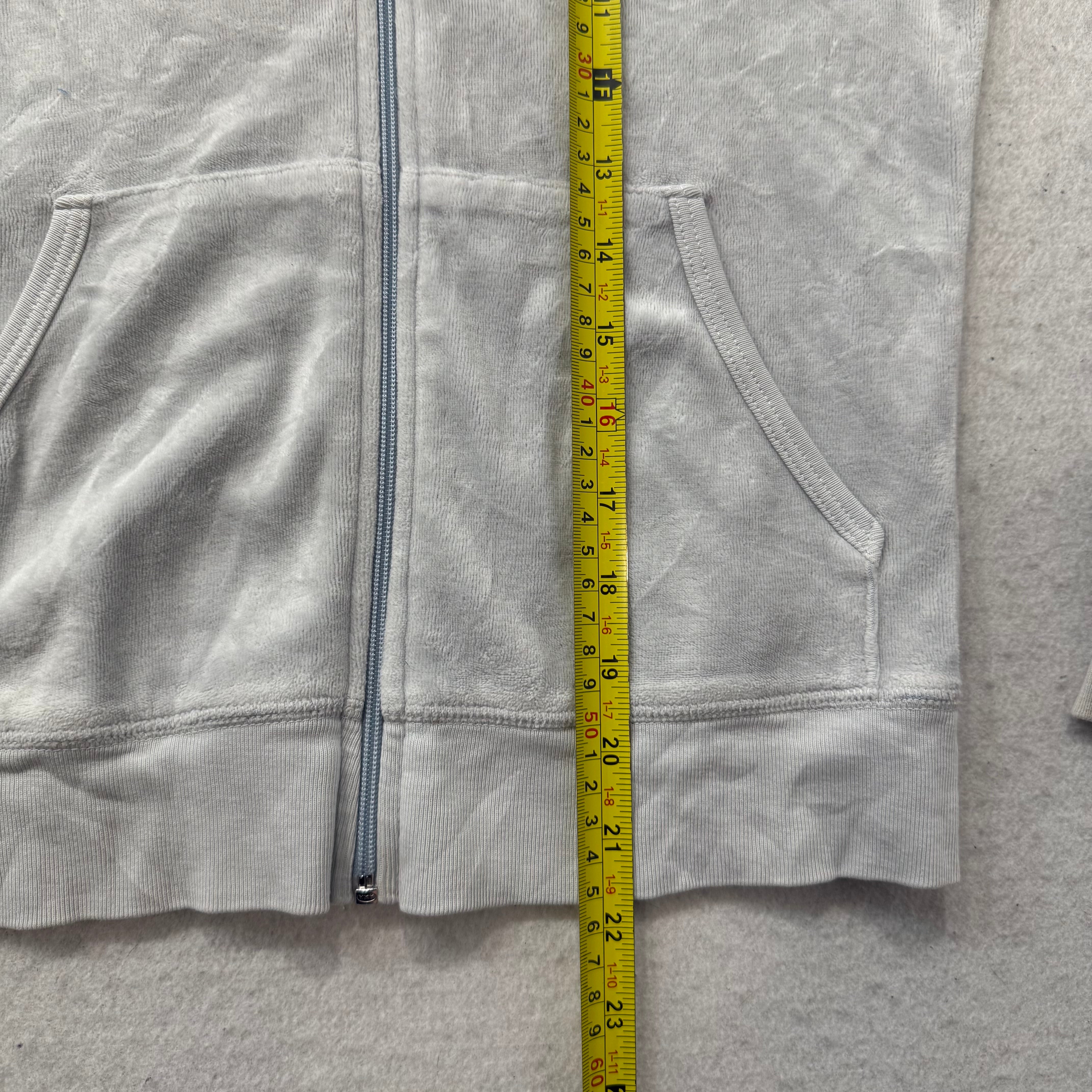 2003 Vintage Juicy Couture Sweet Coutute O’mine Womens Gray Velour Hoodie Size S-Coordom