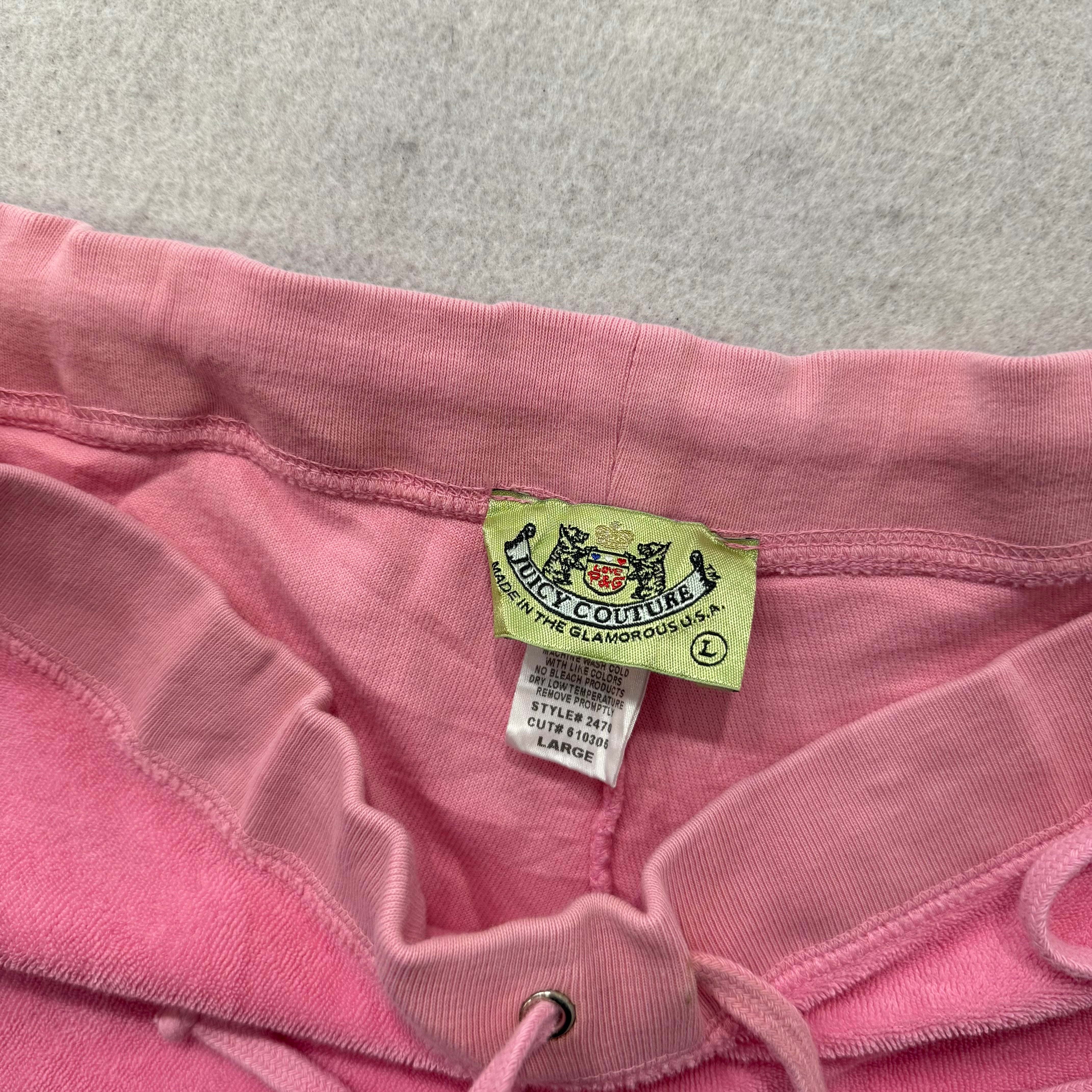 2003 Vintage Juicy Couture Women's Pink Terry Cloth Flared Track Pant Y2k Size L-Coordom