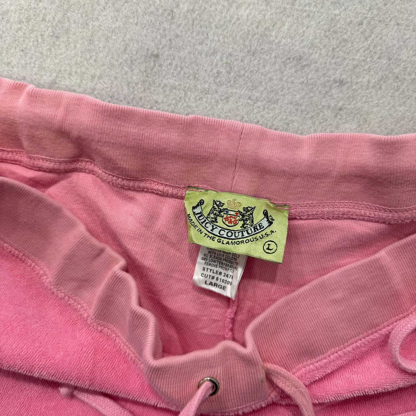 2003 Vintage Juicy Couture Women's Pink Terry Cloth Flared Track Pant Y2k Size L-Coordom