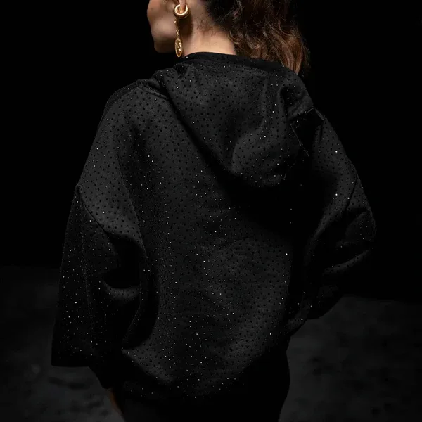 Rhinestone Design Oversized Hoodie-Coordom