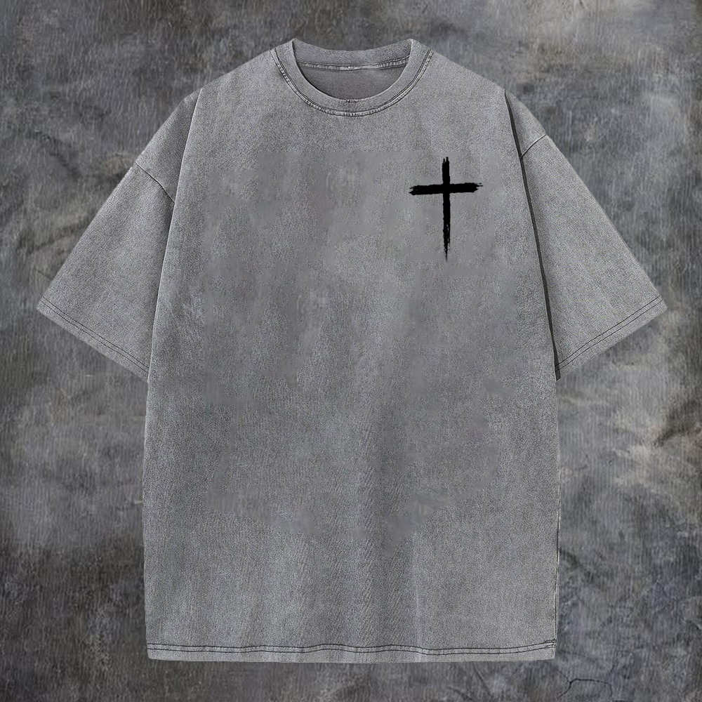 Jesus Answered I Am The Way And The Truth And The Life Printed Men's Washed Tee-Coordom