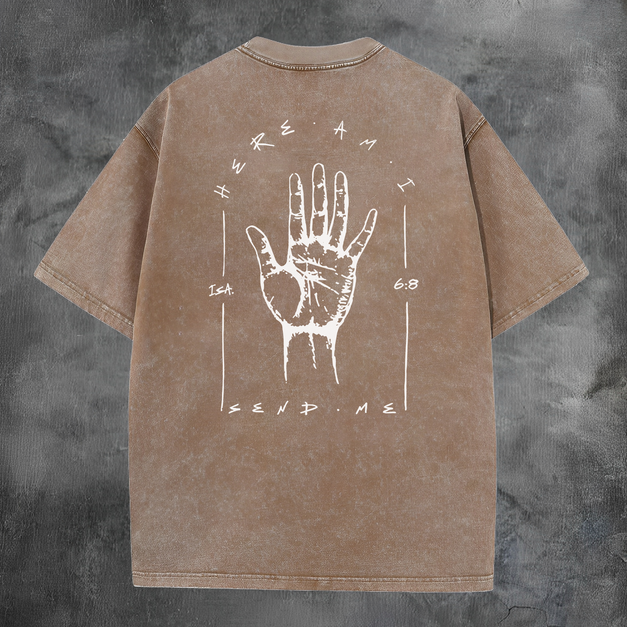 Here Am I Printed Men's Washed Tee-Coordom