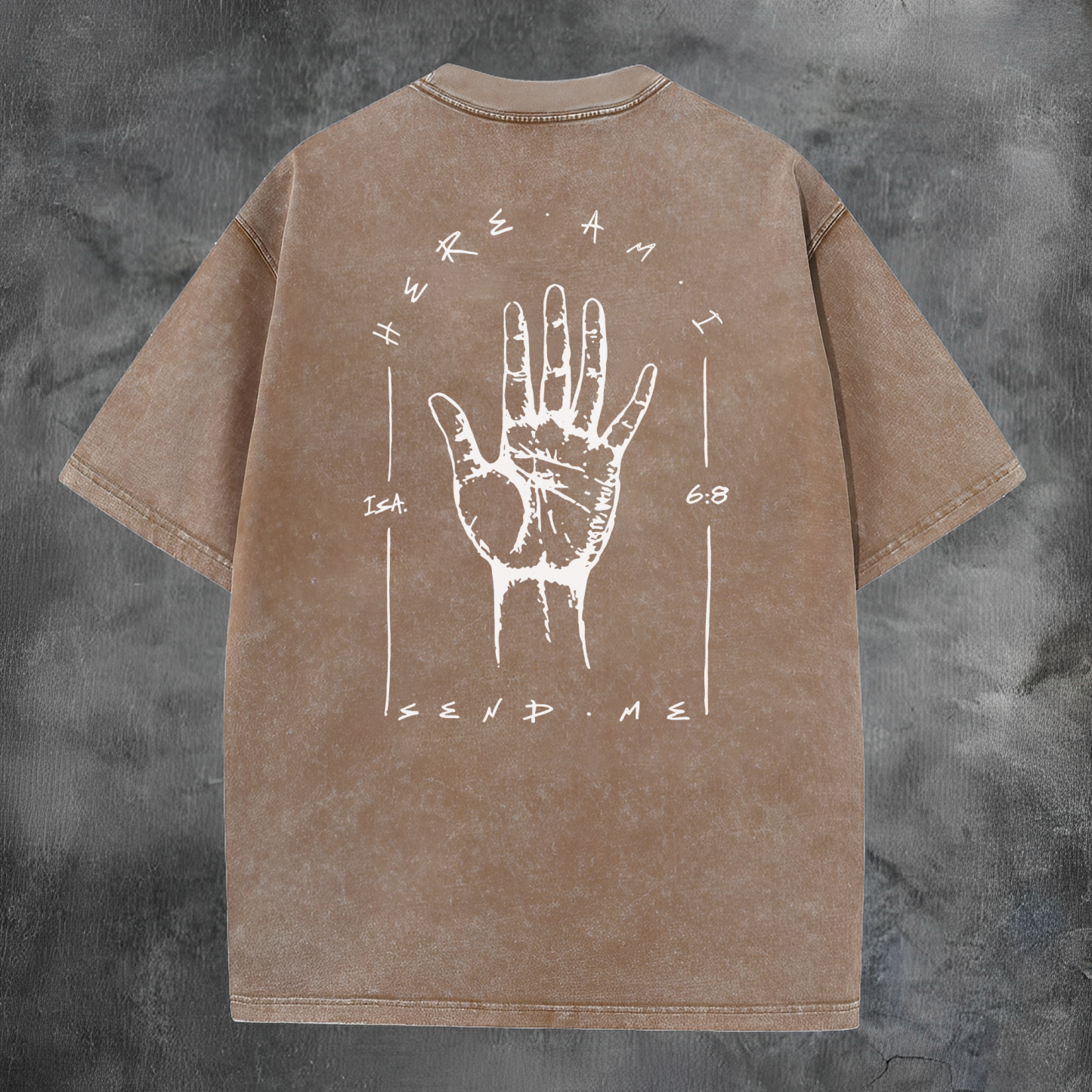 Here Am I Printed Men's Washed Tee-Coordom