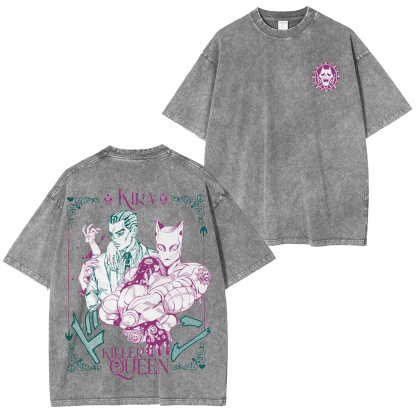 Killer Queen Jojo's Bizarre Game Vintage Washed Unisex T-Shirt-Coordom