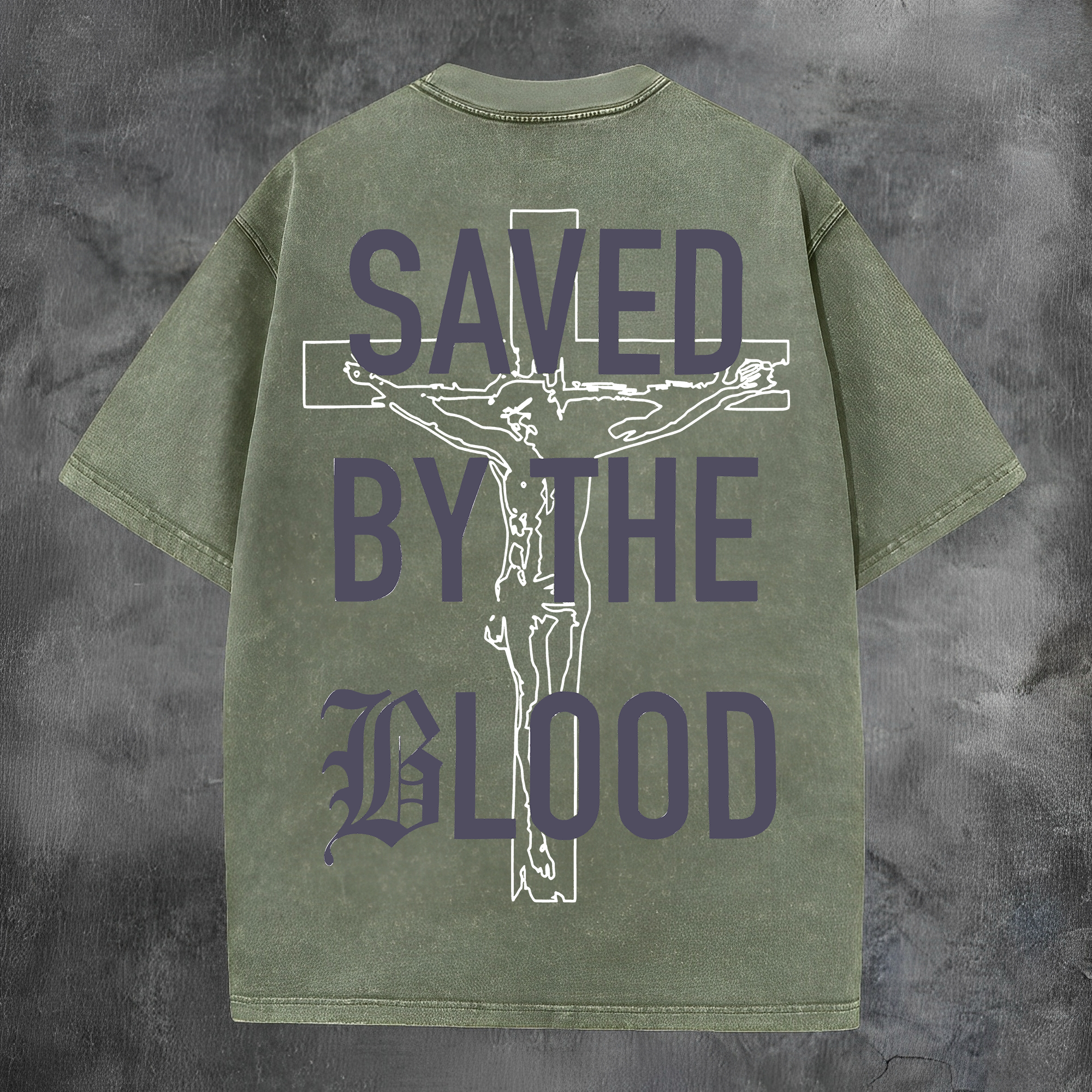 Saved By The Blood Printed Men's Washed Tee-Coordom