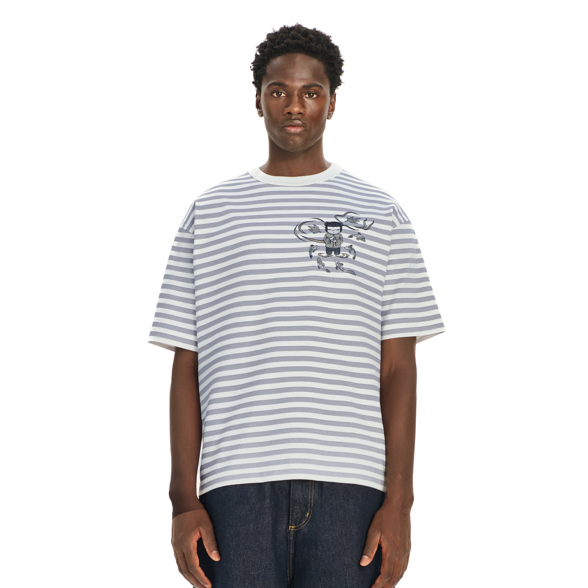 "koi" T Shirt grey striped-Coordom
