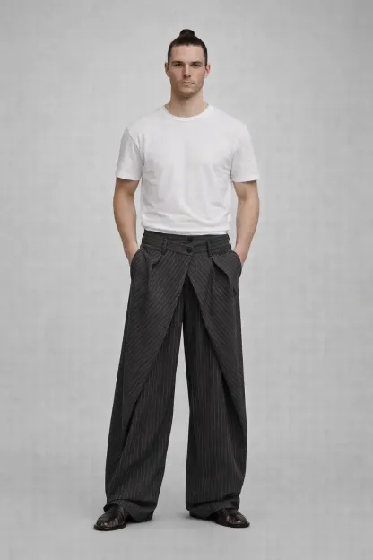 BARREL-SHAPED PLEATED PANTS-Coordom
