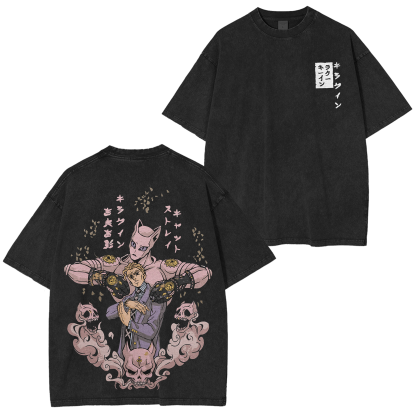 JoJo's Bizarre Adventure Kira Stand Graphic Vintage Unisex Washed T-Shirt-Coordom