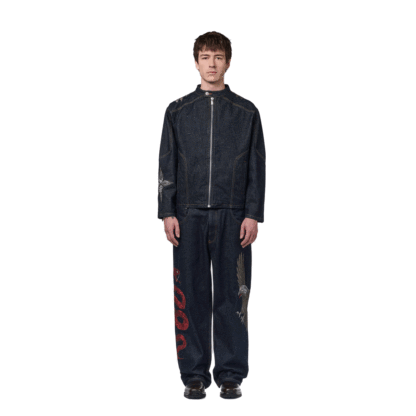 "hellboy" indigo raw denim Biker jacket-Coordom