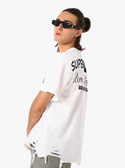 Retro Letter Lip Graphic T-Shirt-Coordom