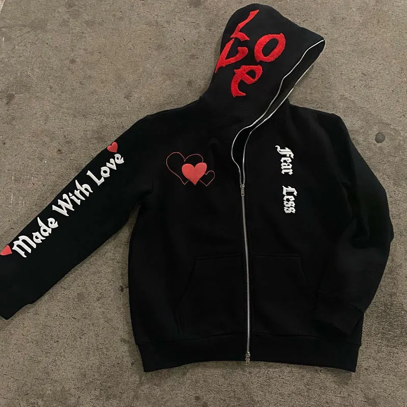 Love More Fearless Couple's Zipper Hoodie-Coordom
