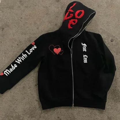 Love More Fearless Couple's Zipper Hoodie-Coordom
