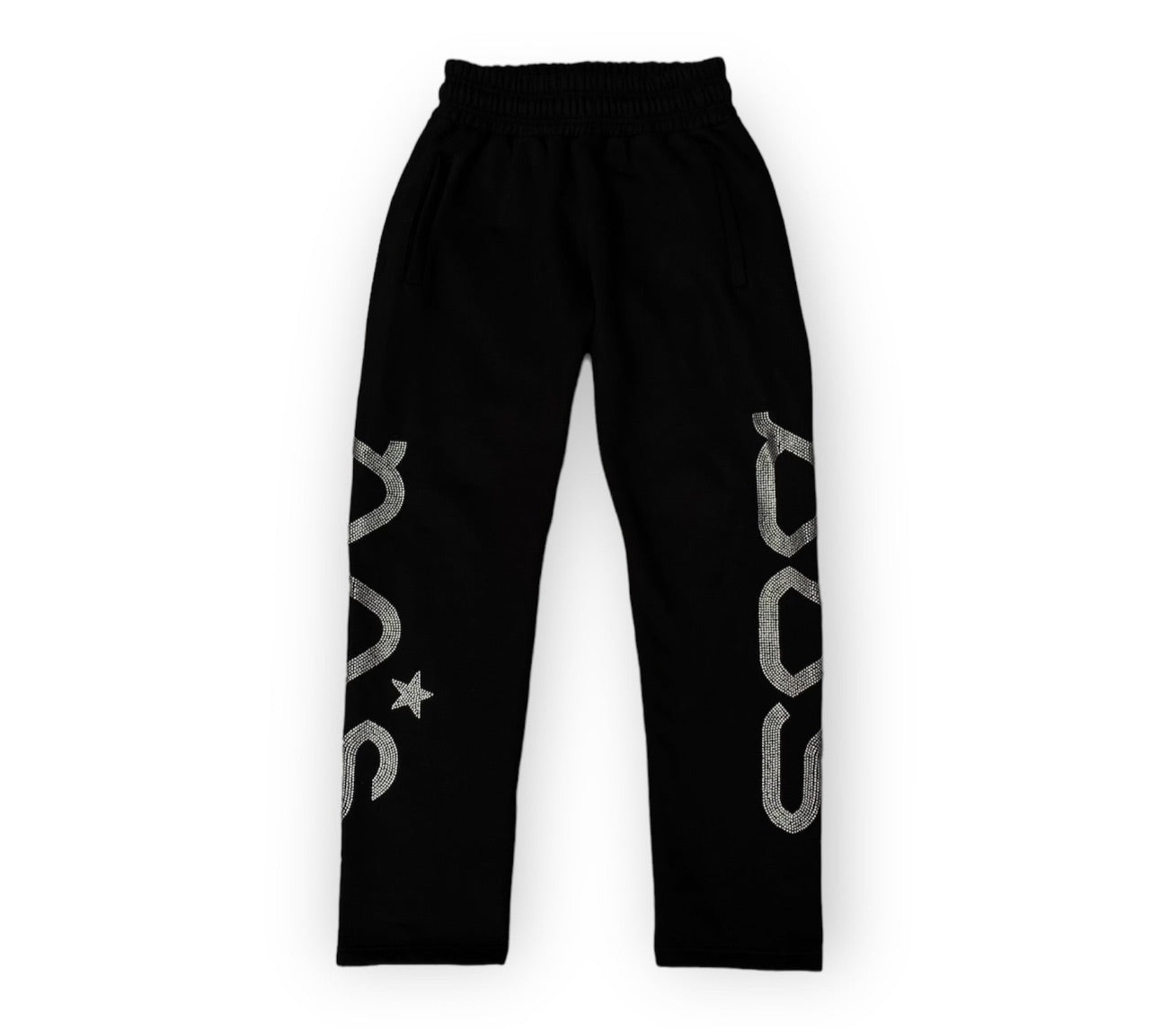 Rhinestone Sweatpants - Black-Coordom