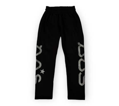 Rhinestone Sweatpants - Black-Coordom