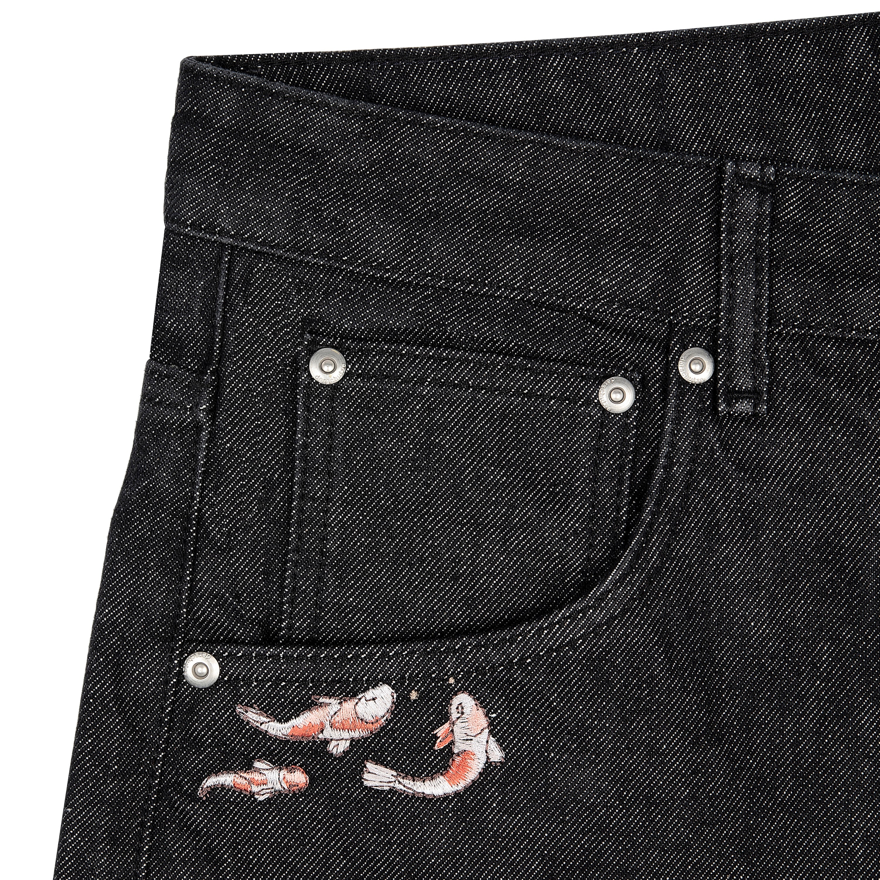 "koi fish v2" Jorts raw black-Coordom