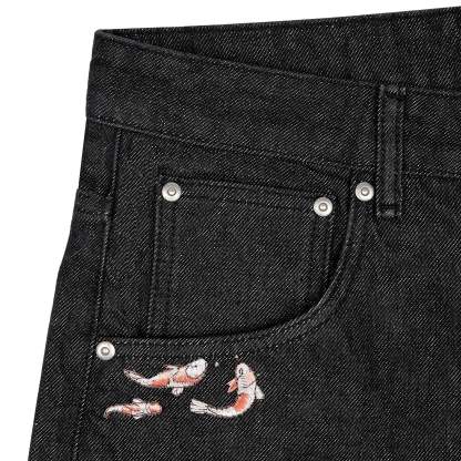 "koi fish v2" Jorts raw black-Coordom