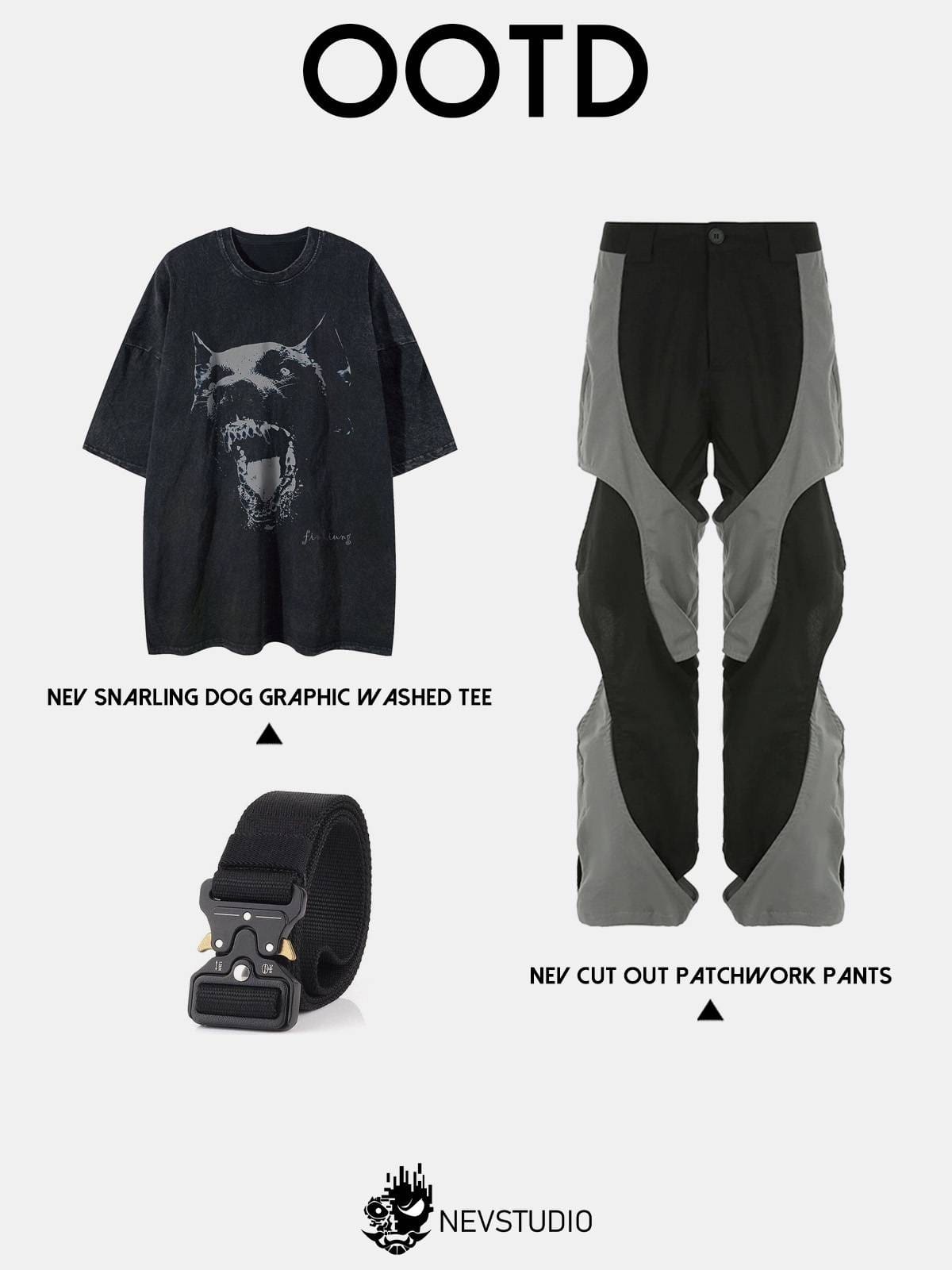 Snarling Dog Graphic Washed Tee-Coordom