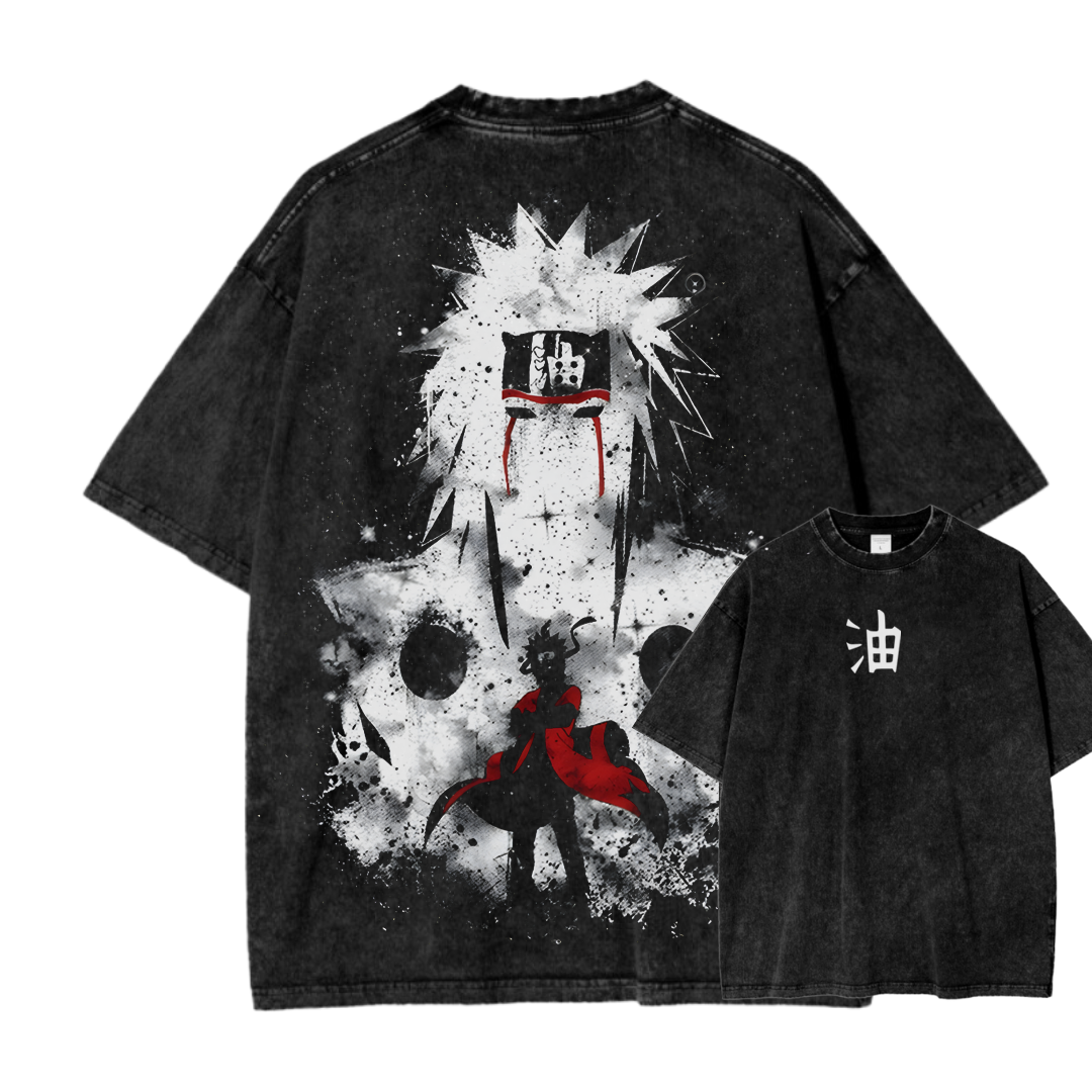 Naruto Jiraiya Streetwear Washed T-Shirt-Coordom