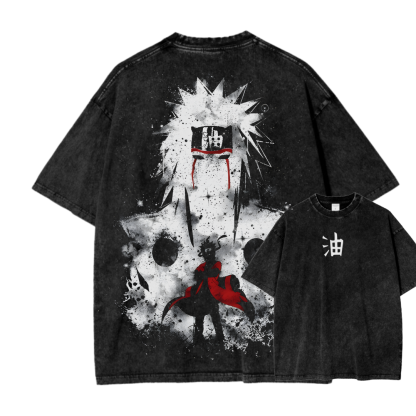 Naruto Jiraiya Streetwear Washed T-Shirt-Coordom