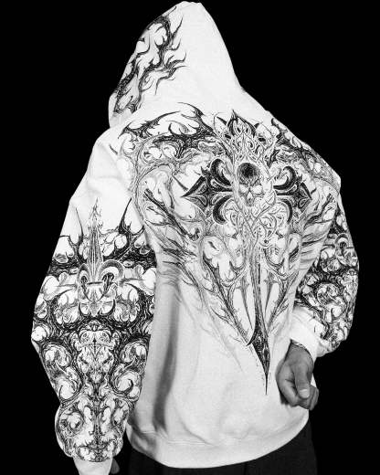 Heavenly Knight Oversized Zip-up Hoodie [DIVINE WHITE]-Coordom