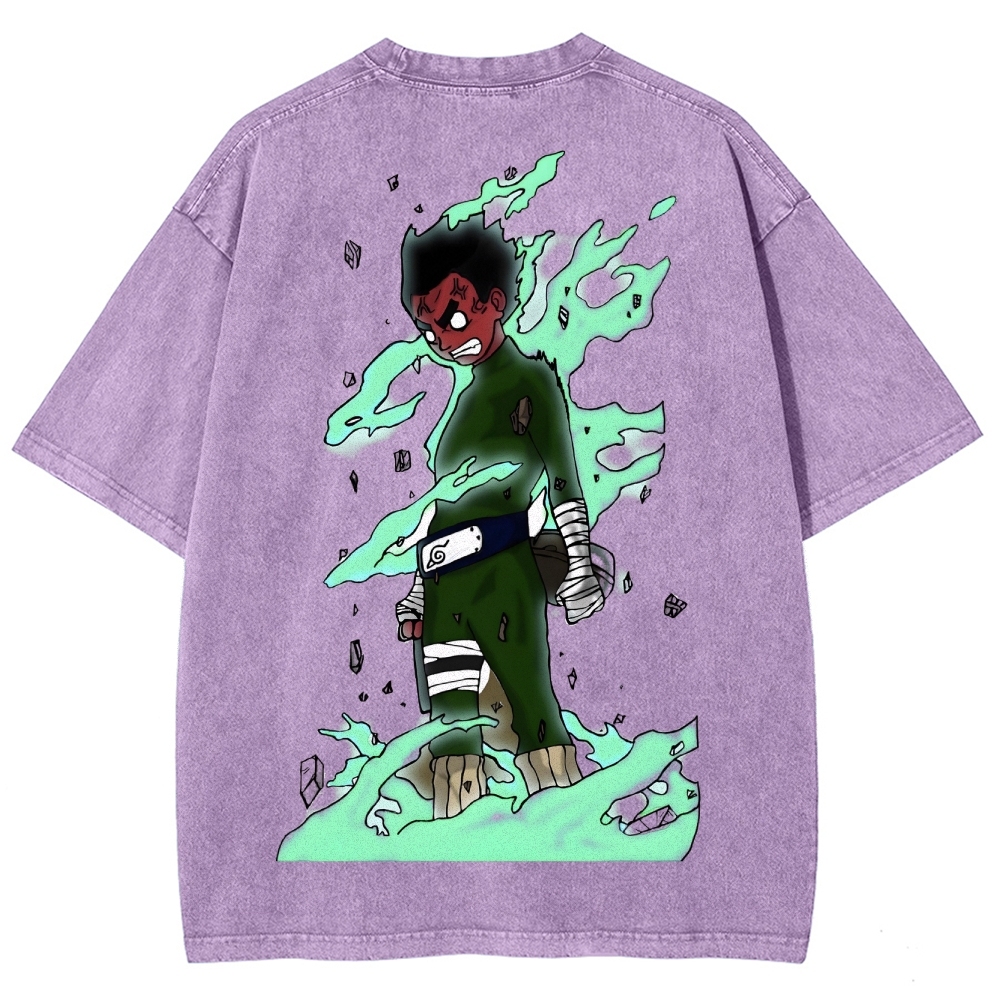 Naruto Rock Lee Unisex Fit Washed T-Shirt 2504005187-Coordom