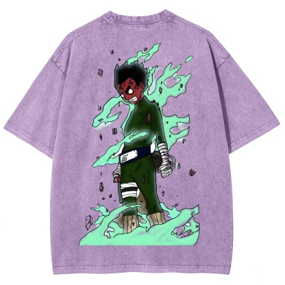 Naruto Rock Lee Unisex Fit Washed T-Shirt 2504005187-Coordom