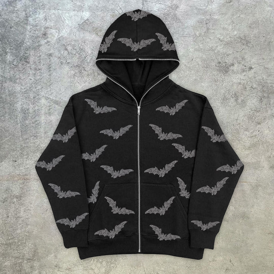 Retro Fashion Street Style Full Zip Hoodie-Coordom