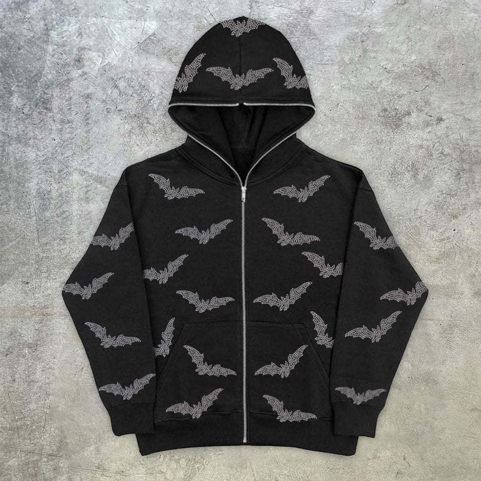 Retro Fashion Street Style Full Zip Hoodie-Coordom