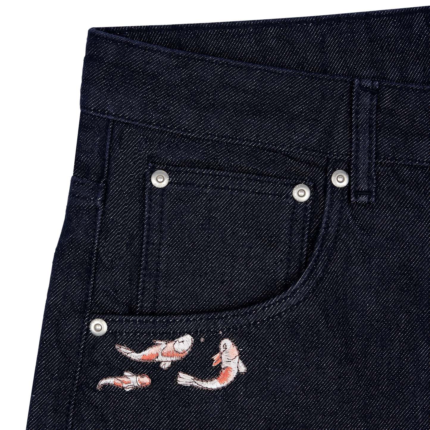 "koi fish v2" Jorts raw indigo-Coordom