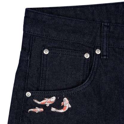 "koi fish v2" Jorts raw indigo-Coordom
