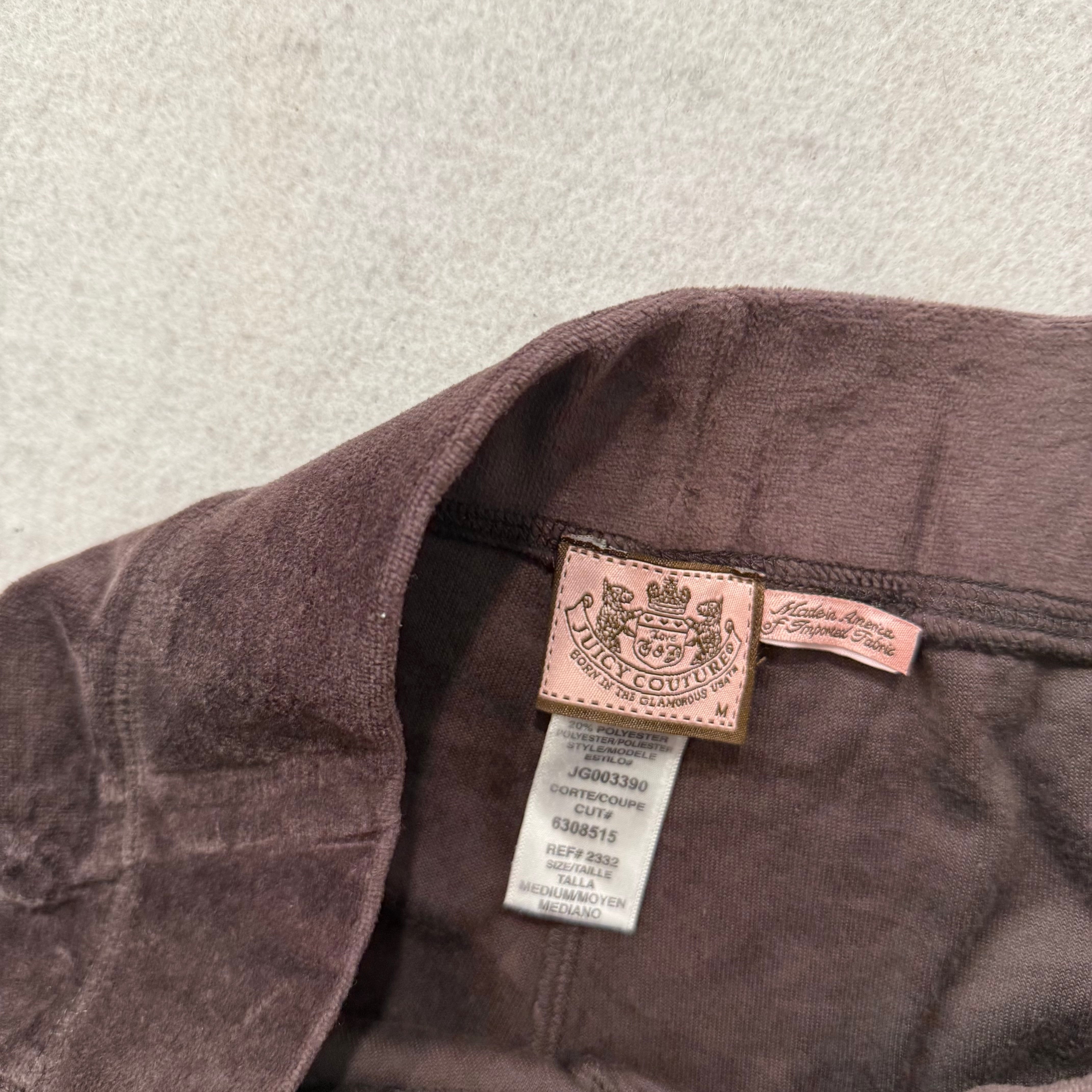 Juicy Couture Brown Velour Tracksuit Set Zip Up Hoodie & Flared Pant Logo Size M-Coordom