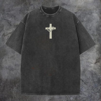 Jesus Christ Printed Men's Washed T-Shirt-Coordom