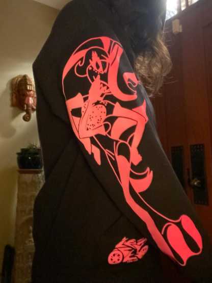 Angeldust neon pink Reflective Hoodie - loose fit unisex nighttime essential riding pullover-Coordom