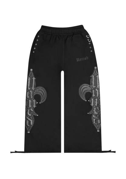 MIDNIGHT STUDDED OVERSIZED SWEATPANTS BLACK-Coordom