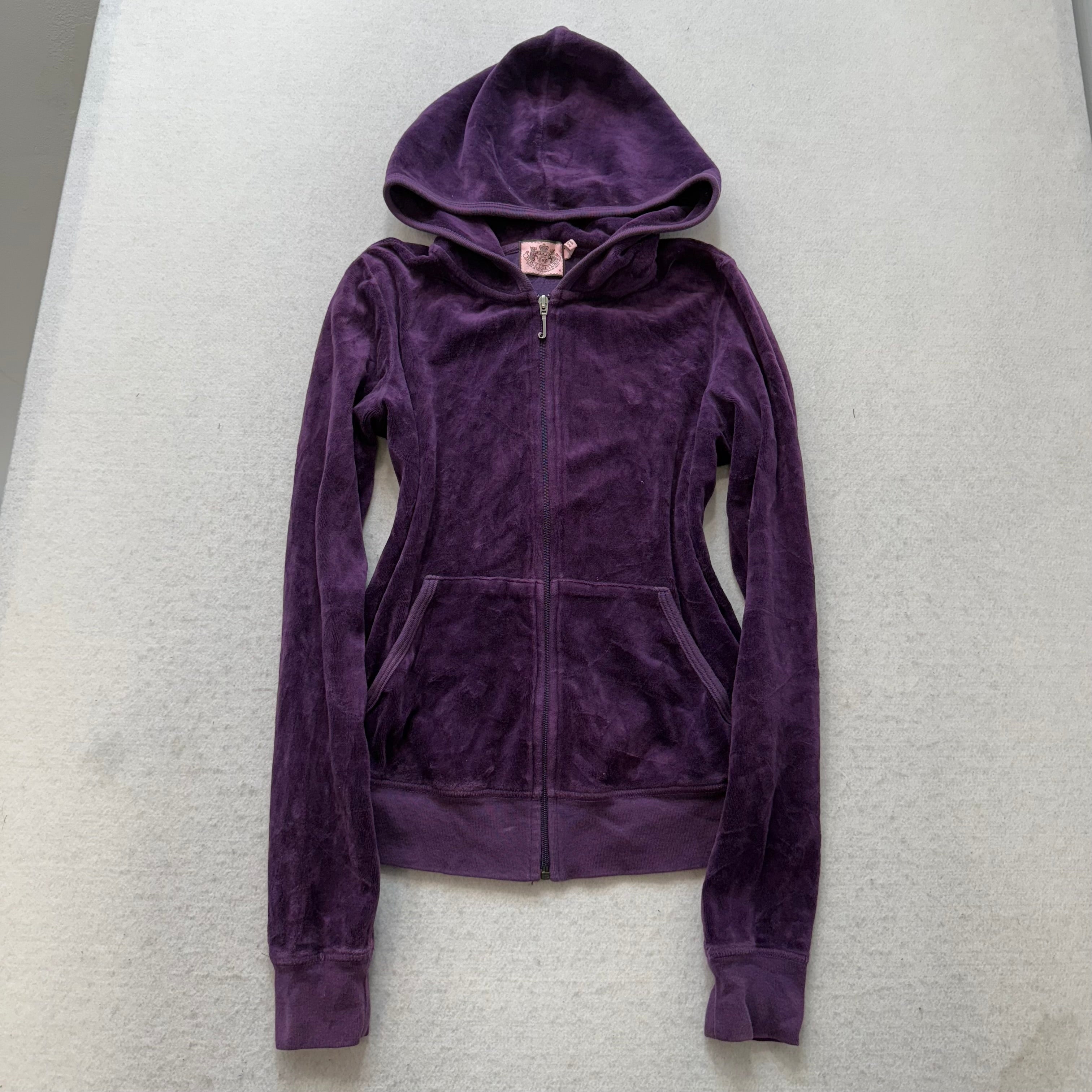 Juicy Couture Scottie Dogs Women's Purple Velour Zip-Up Hoodie Rhinestone Size M-Coordom