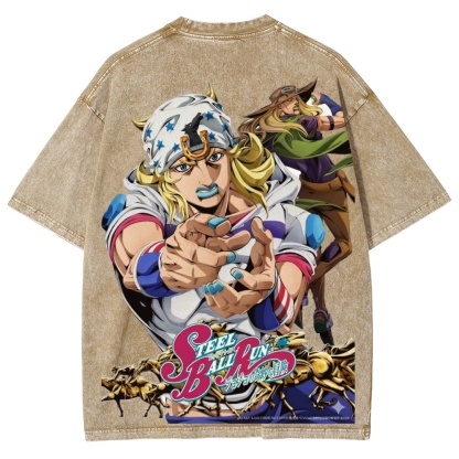 Jojo's Bizarre Adventure Unisex Fit Washed T-Shirt 2603006422-Coordom