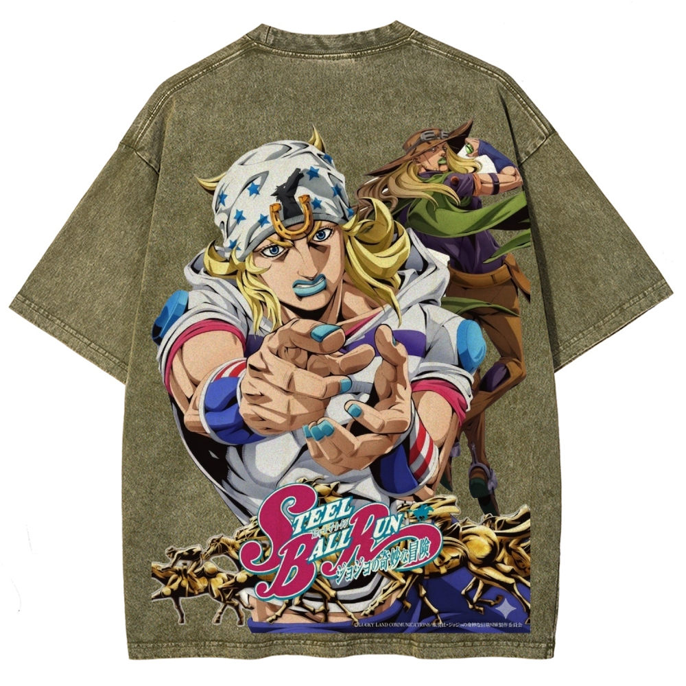 Jojo's Bizarre Adventure Unisex Fit Washed T-Shirt 2603006422-Coordom