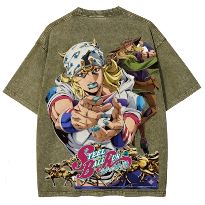 Jojo's Bizarre Adventure Unisex Fit Washed T-Shirt 2603006422-Coordom