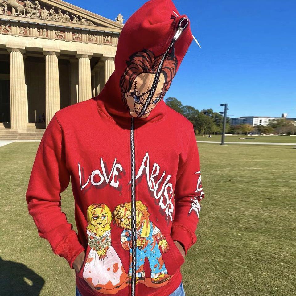 Street style printed long-sleeved zipper sweatshirt jacket-Coordom