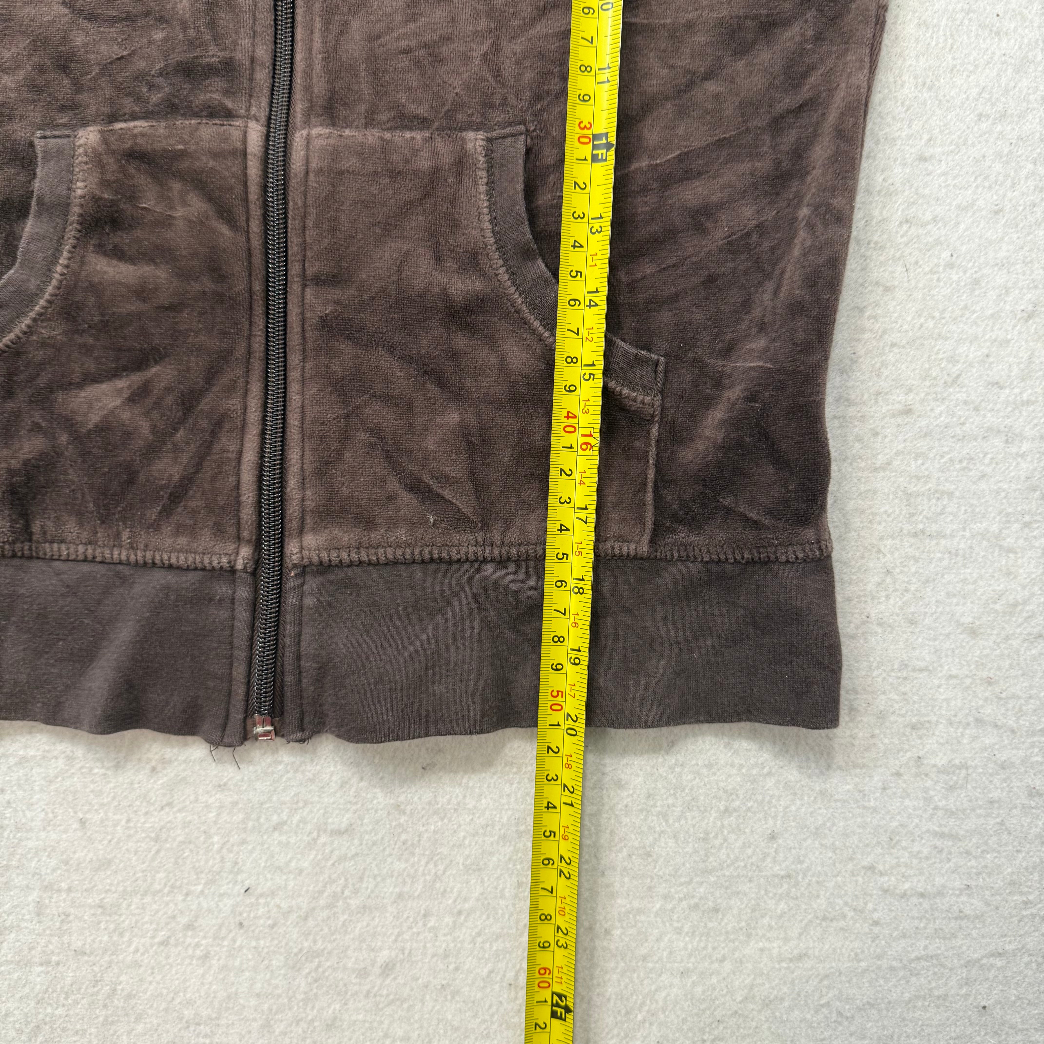 Juicy Couture Brown Velour Tracksuit Set Zip Up Hoodie & Flared Pant Logo Size M-Coordom